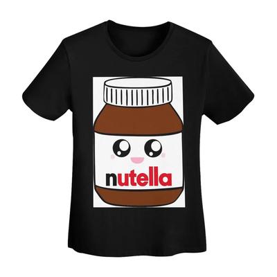 Koszulka Nutella Damska Krótki Rękaw Koszulki Okrągły Dekolt Streetwear Bawełna Letnie Koszulki Streetwear