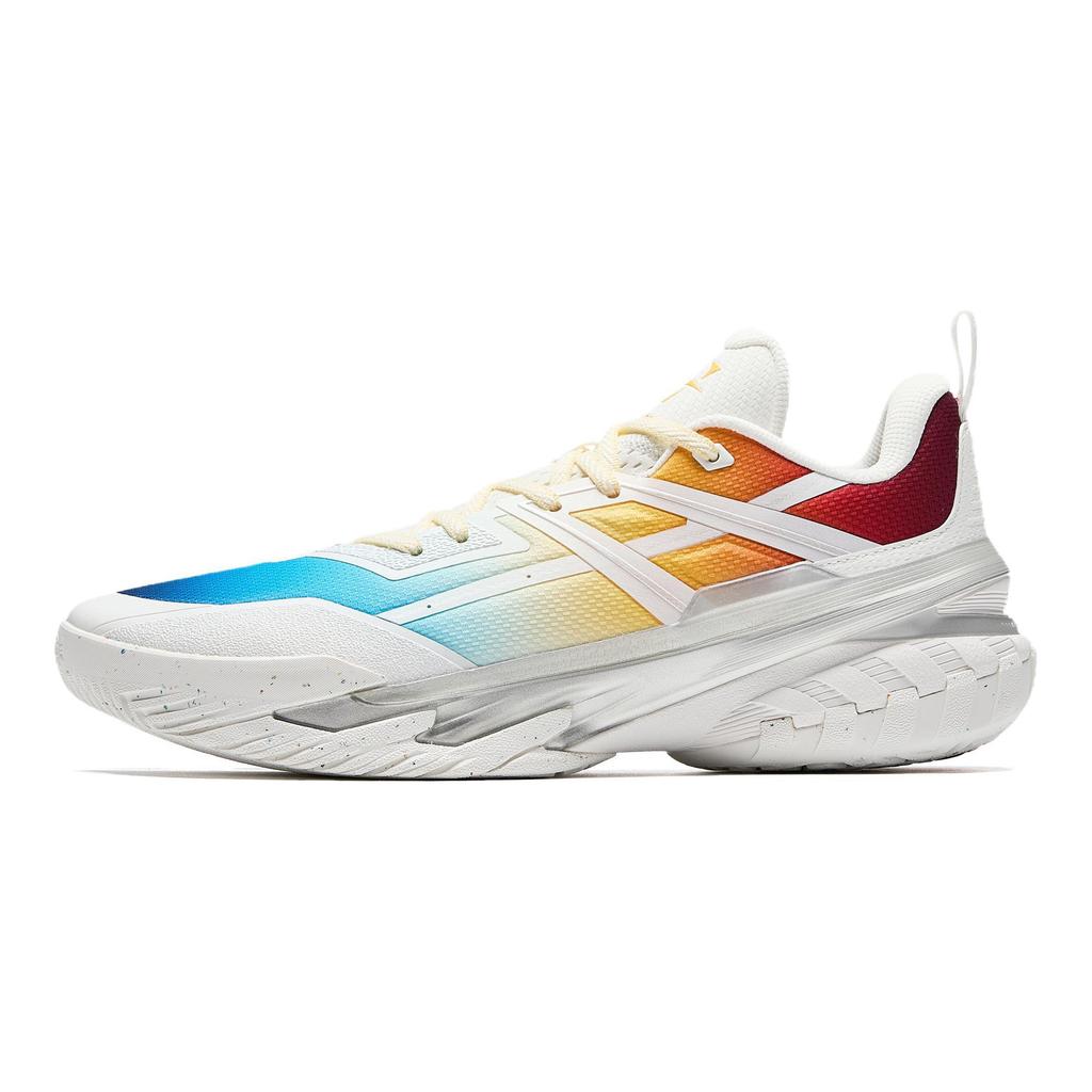 Anta Cushioning Slip Resistant Anti Rollover Low top Basketball Shoes Men's White Blue Yellow 912541602Q-8