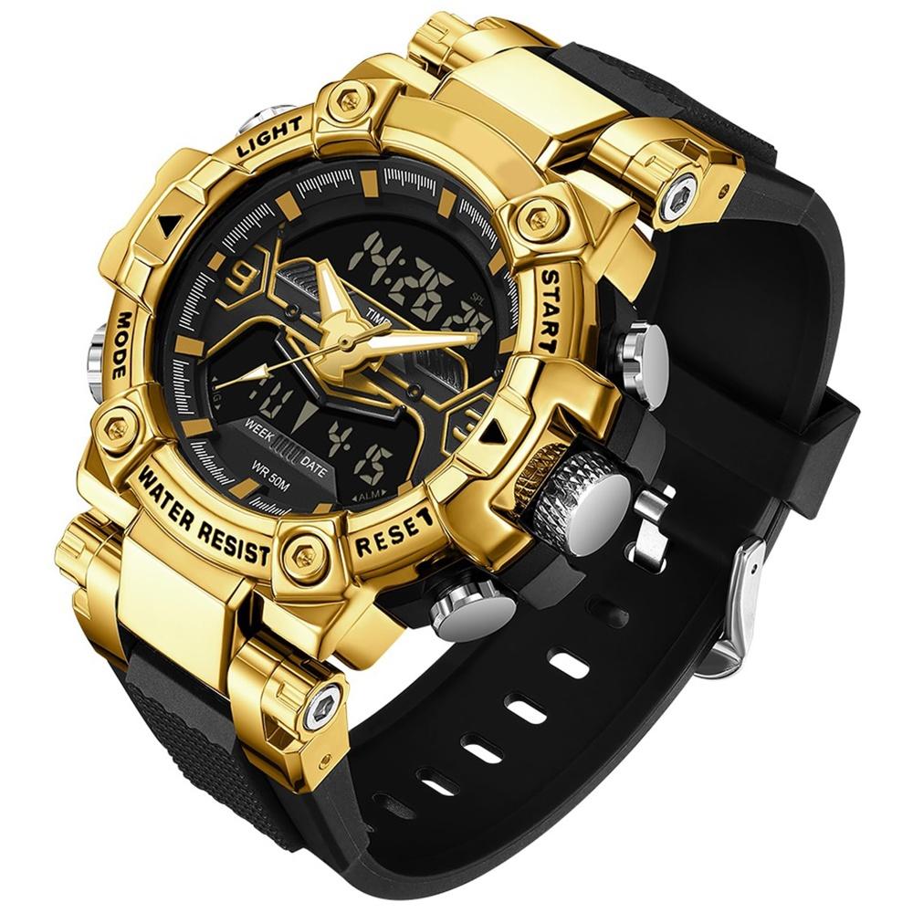 

findtime Watch Men s Digital Dual Time Analog Military Stopwatch Alarm Waterproof Sports Running Luminous Backlight Day of the Week Date Clock