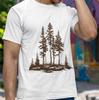 Woodcut Pine Trees Tshirt Nature Forest Graphic Tee Summer Unisexs High Quality Tshirt Fashion Trend Casual And Comfortable