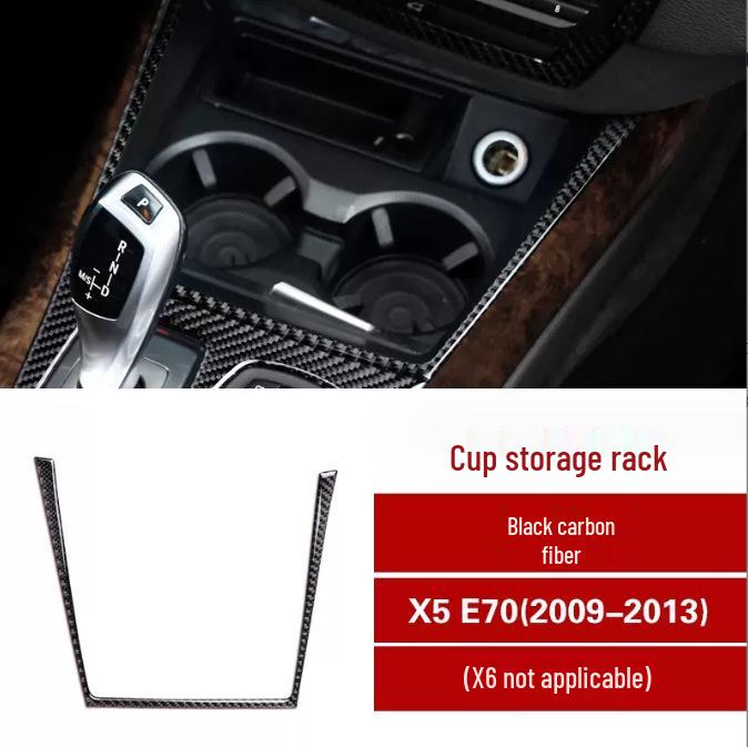 Adesivo de Painel de Marchas em Fibra de Carbono para BMW X5/X6 E70/E71 Console Interior