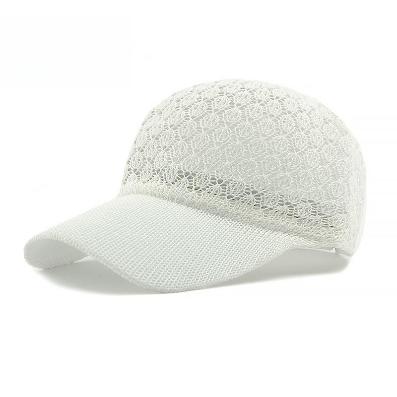 Women's Summer Breathable Hollow-Out Knit Baseball Cap Crochet Mesh Peaked Hat Casual Beach Sun Protection Visor