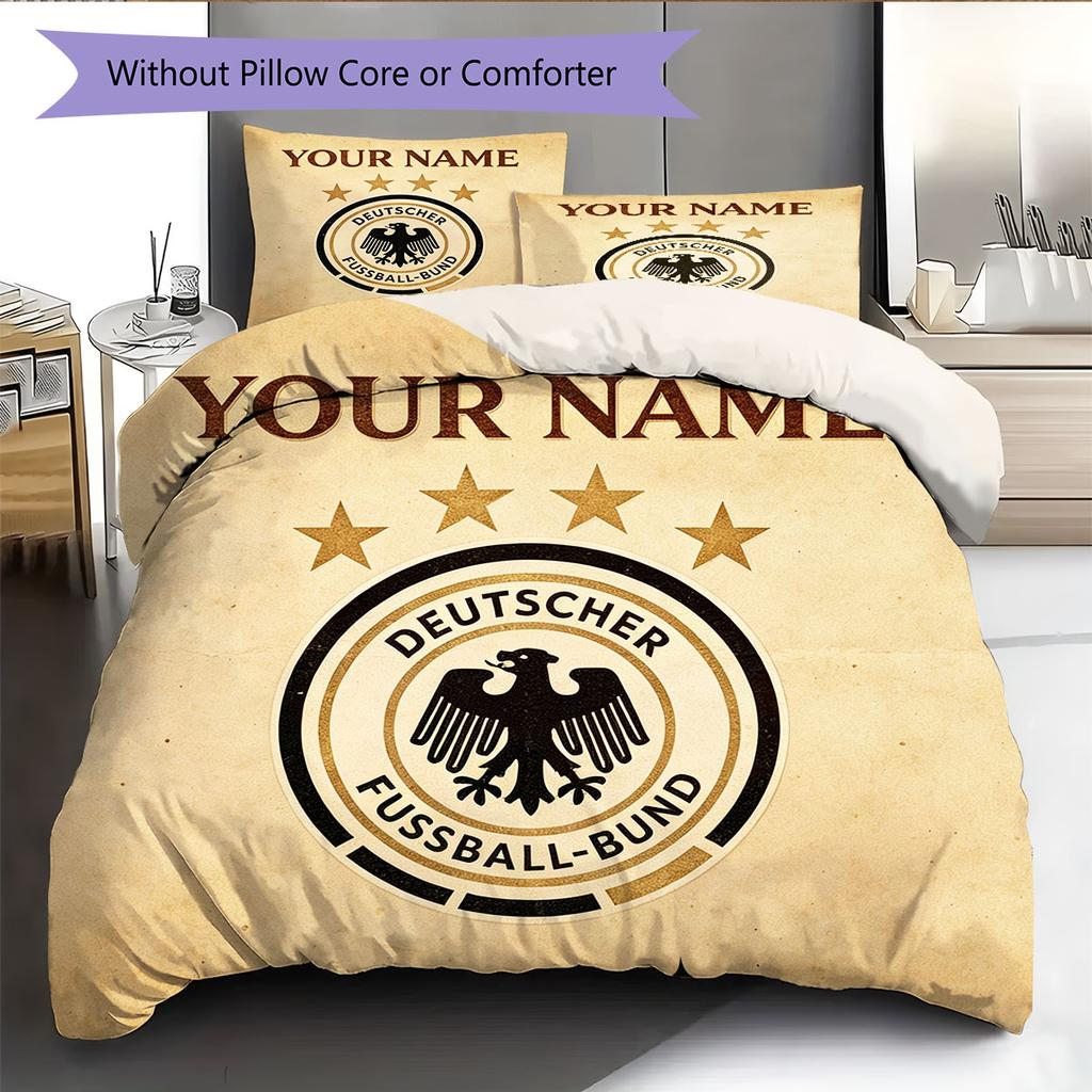 Custom Name,Germany Pattern Bedding Home Decoration Birthday Gift ( 1 Duvet Cover + 2 Pillowcase, Without Core),fan Merchandise.