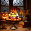 Stained Glass Magic LED Witch Hat Lamp  Yellow USB Plug Resin Night Light  Small Ornament