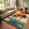 Palm Tree Sunset Pattern Carpet Mat Rug Home Decoration Tropical Beach Style Orange Blue Color Floor Decor Living Room
