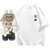 Labubu Genuine Cotton Short Sleeve T-Shirt For Everyday Korean Style Designed With Cartoon Pattern And Loose Shape