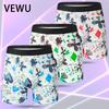 Men's Printed Mid-Waist Milk Silk Boxer Briefs - Breathable, Comfortable European and American Shorts.