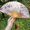 Mogan Fan Beautiful Cherry Blossom Small Fan Women's New Chinese Style Chinese Ancient Style Folding Fan for Cheongsam Han Dynasty Gift