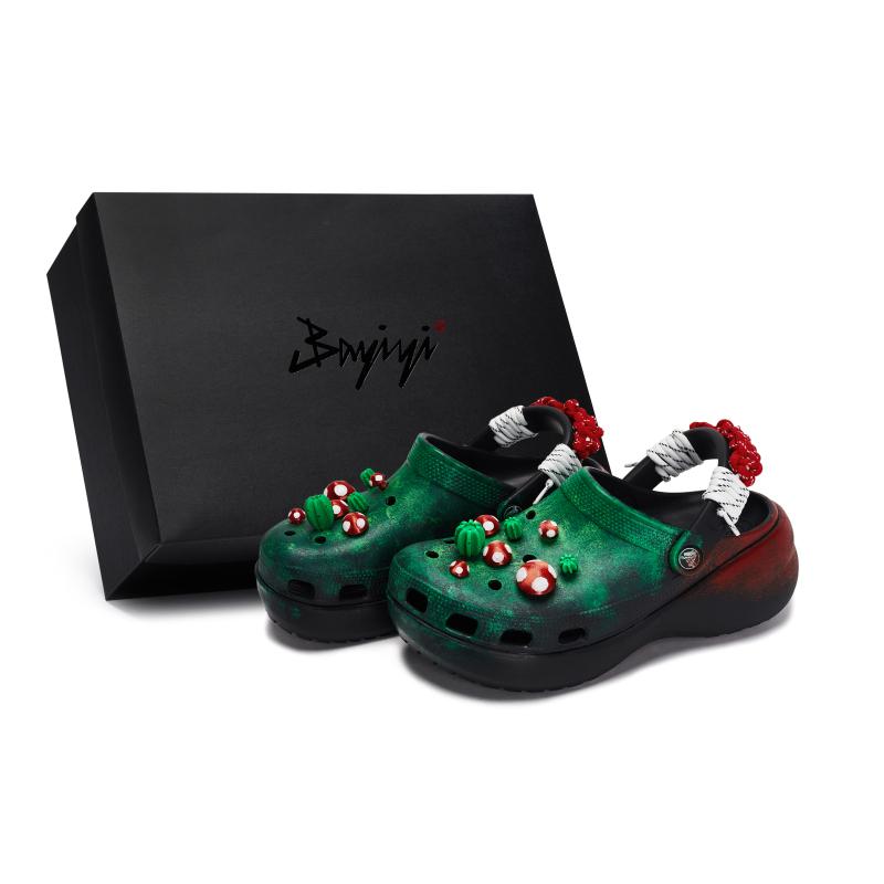 

Crocs Classic Platform Clog 811 Специальный чехол для обуви Красный гриб Кактус Съемные аксессуары Обувь с отверстиями Женские Черный Красный Зеленый 37-38