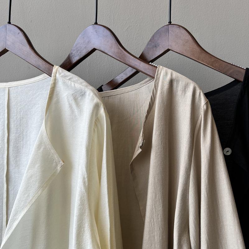 Round Neck One Button Sun Shirt Women's Spring and Summer Loose Cardigan Seven-tenths Sleeve Cardigan