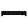 Black High-gloss TV Cabinet with 4 Doors, Modern and Simple, In Black-gold Color Combination