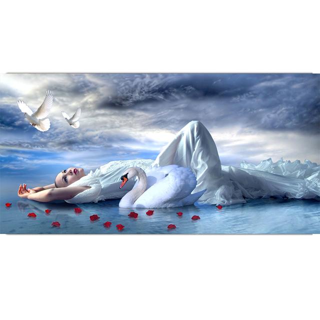 

Красивая Пейзажная Живопись Красота и Белый Лебедь Гостиная Печать Холст Картина Маслом Декоративная Живопись Крыльцо 60cm×170cm NoFrame
