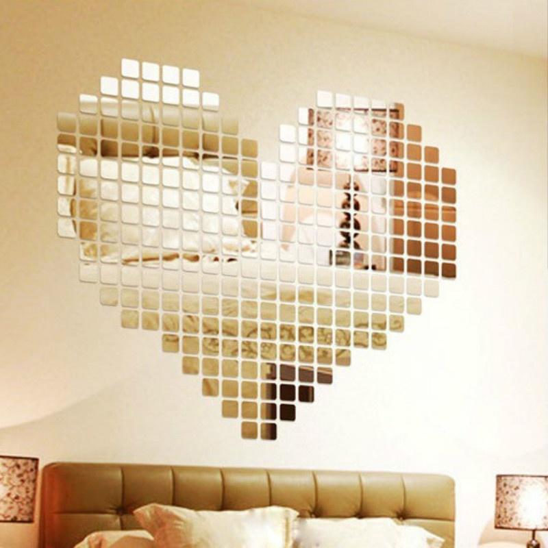 Adesivo de parede acrílico incrível 100pcs acrílico 3D mural adesivo de parede efeito espelho decoração de casa DIY
