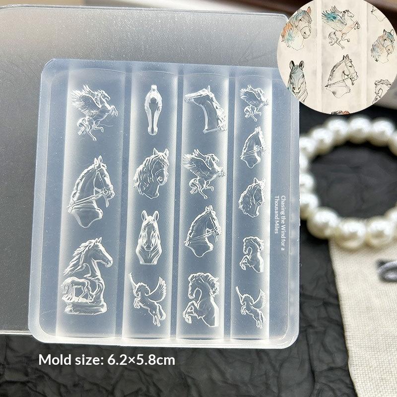 Flowers Bowknot Horse Nail Silicone Relief Design Nail Art Mold 3D Decoration Accessories Transfer Template Nail Salon