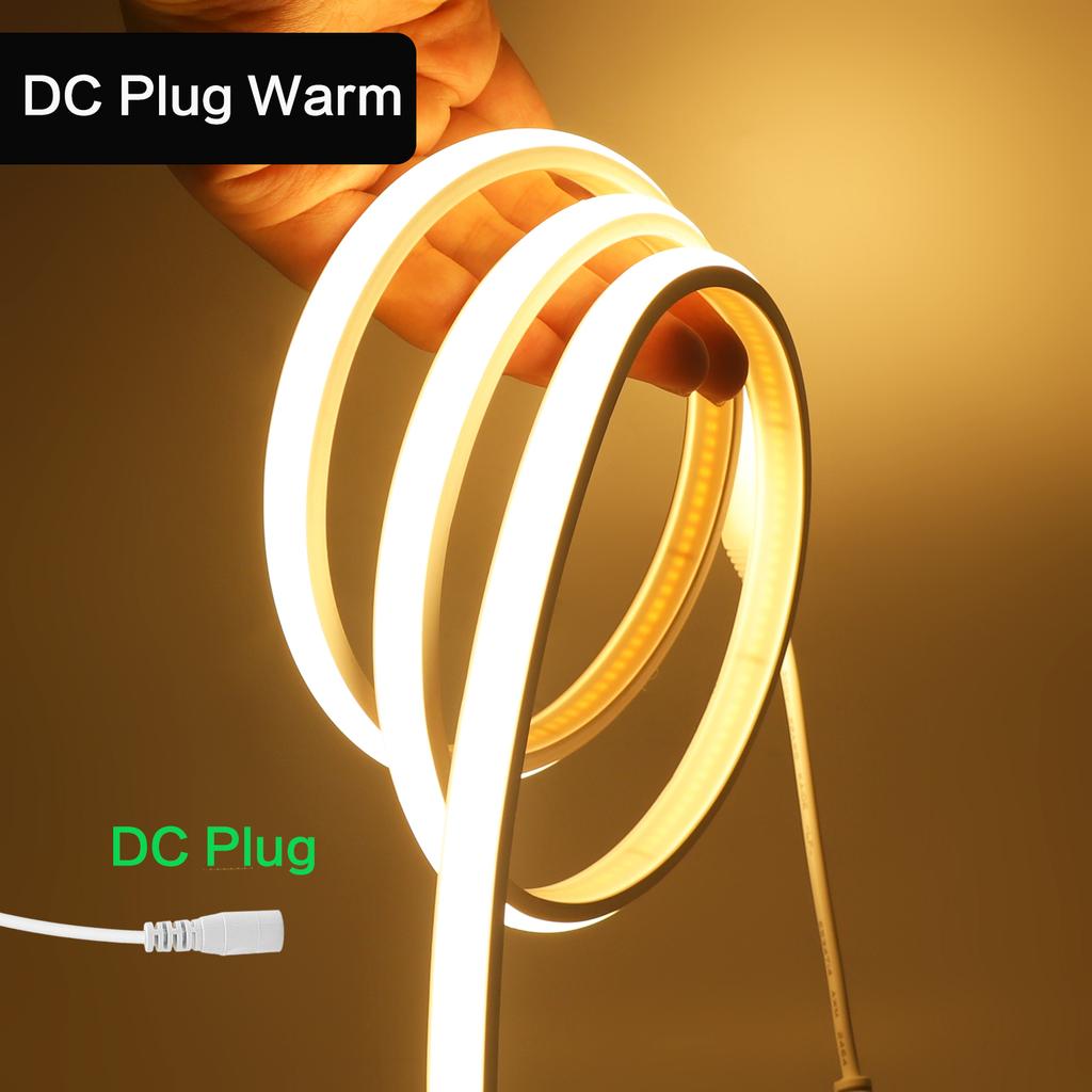 5V USB COB Neon LED Strip With Dimmer IP68 Waterproof 320LEDs/M White Natural Warm Neon Rope Light Indoor/Outdoor Linear Decor