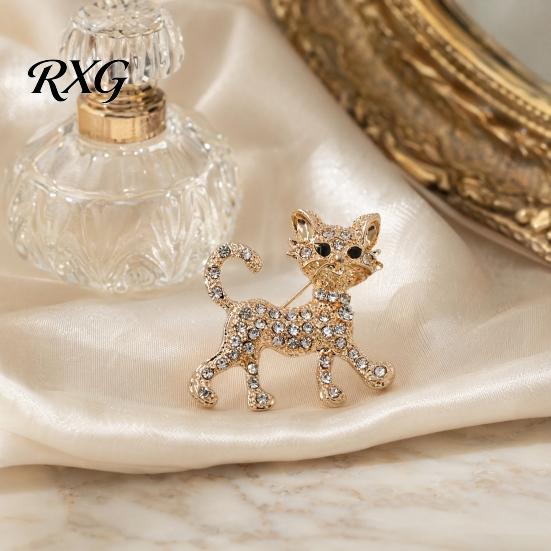 Kitten Lapel Pin Rhinestone Cat Shape Brooch Pin, Clip for Animal Accessory Women Girls, Sweater Cardigan Coat Suit Decoration Jewelry Accessories