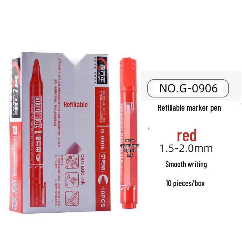 Golden Black Permanent Refillable Marker, Quick-Drying Waterproof Oil-Based Thick Tip Pen