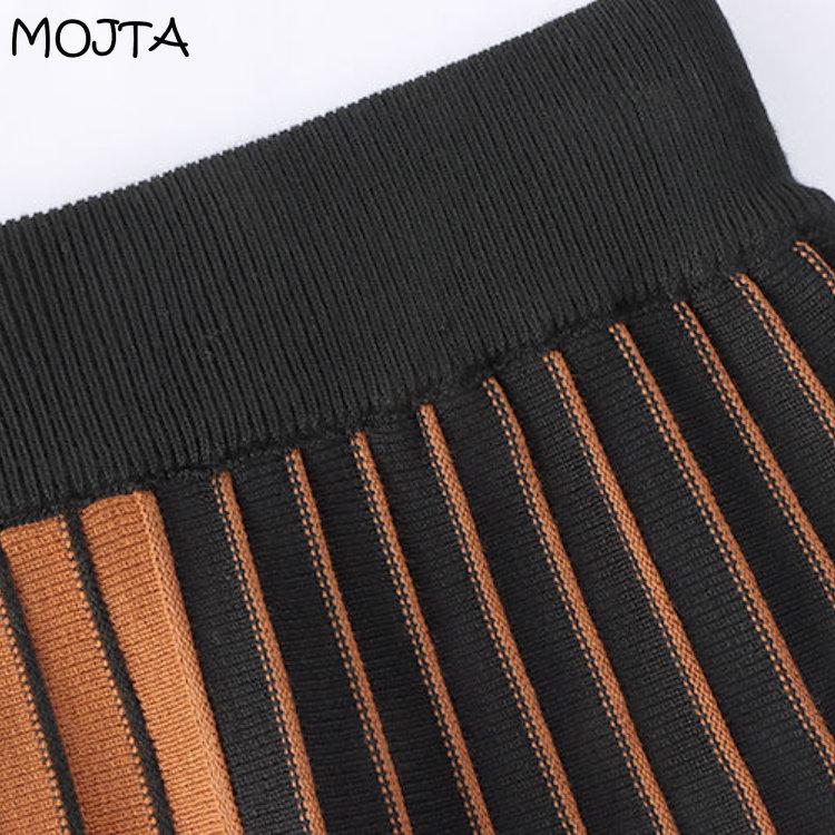 MOJTA Mid-length Skirt Spring Summer Women's Elastic High Waist Skirt A-line Long Skirt