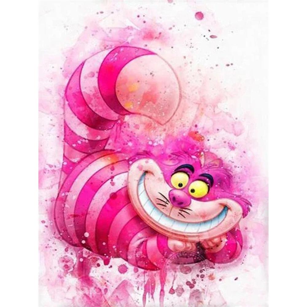 

Disney Diamond Painting Cheshire Cat Watercolor Art Painting Cartoon 5D Diamond Cross Stitch Mosaic Home Decor Gift Round 20x30cm