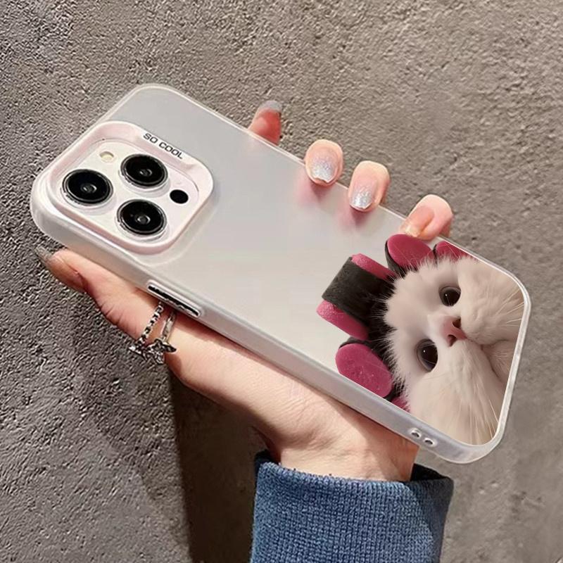 Cute Cartoon Black Cat Phone Case for Samsung A55 Case Galaxy S24 Ultra S21 S23 FE S22 Plus A14 A34 A15 A35 A54 5g Plating Cover