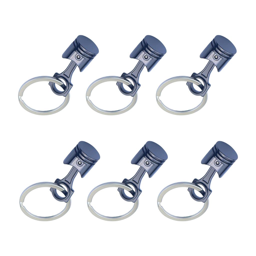6Pcs/set Heavy Duty Alloy Car Engine Piston Keychain for Automotive Enthusiasts Mechanical Design Keyring Gift