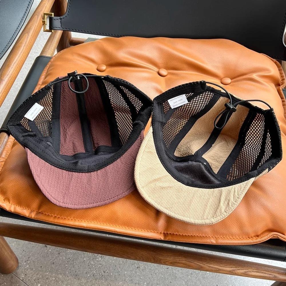 Unisex Short Brim Baseball Cap Quick-Dry Half Mesh Breathable Outdoor Camping Hat With Adjustable Strap