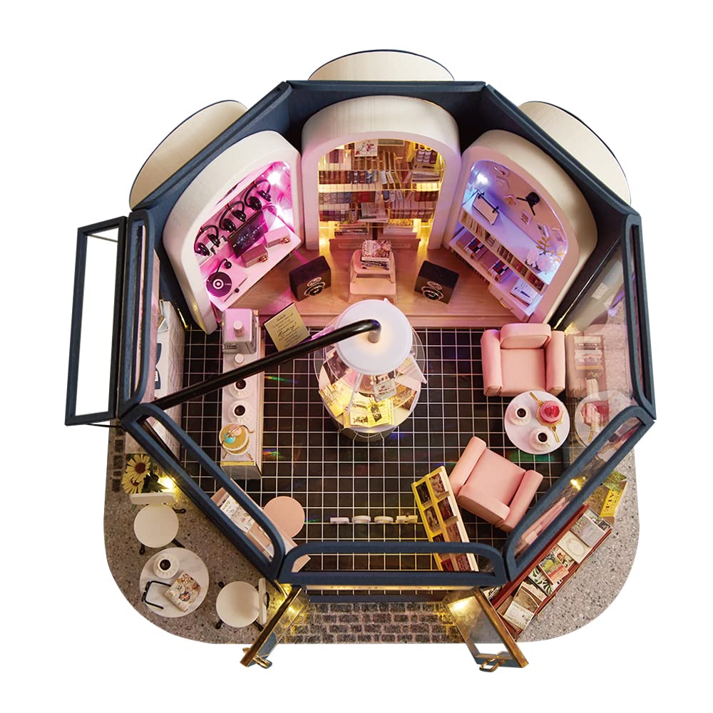 Puppenhaus Handgefertigtes Bausatz Set Miniatur Buchcafé BOOK CAFE (t-FREAK)