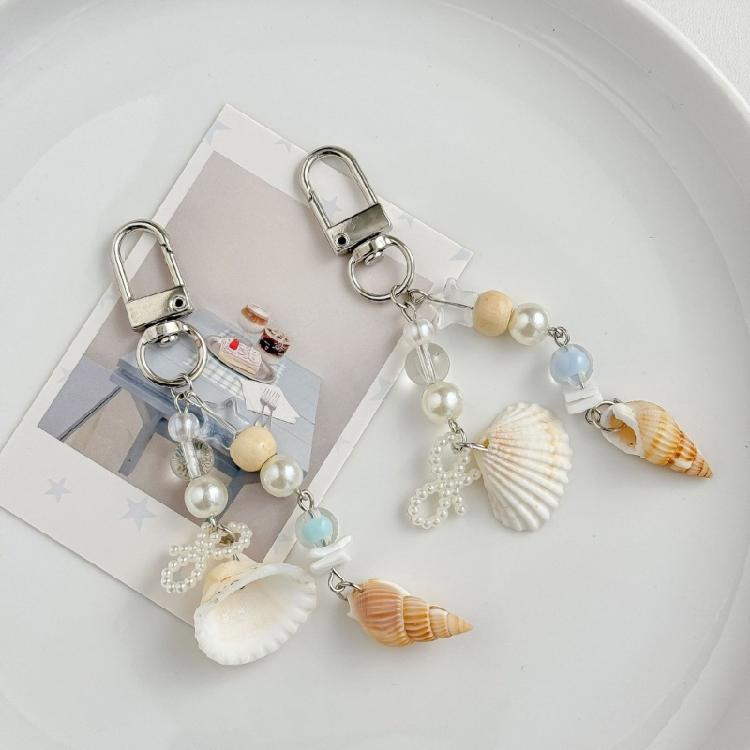 Elegant Shells Pearls Pendant Strap Chic Marine Inspired Keychain Pendant Phone Strap Charm for Purses and Handbags