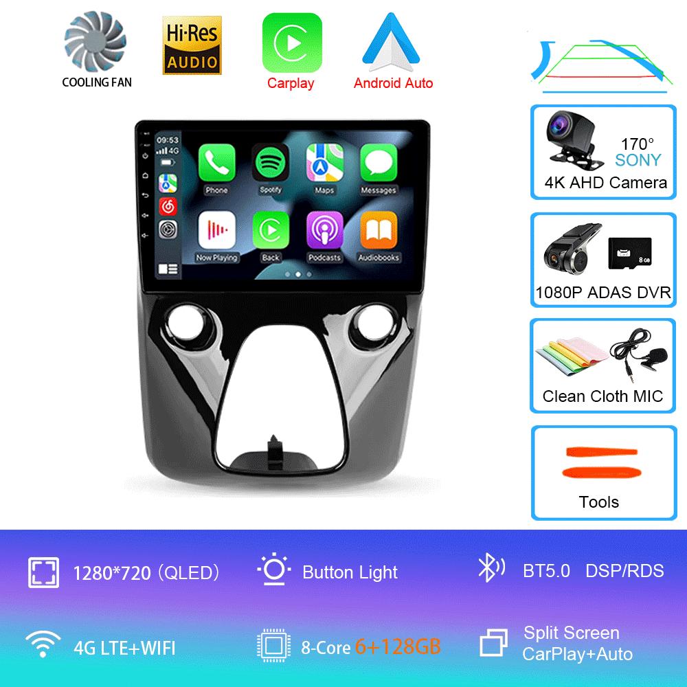 Car Radio Android 14 For Toyota Aygo Peugeot 108 Citroen C1 2016 - 2020 Auto Multimedia Player Stereo 4G WIFI Carplay 360 Camera
