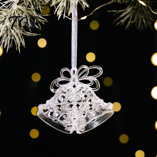 Durable Acrylic Hanging Decors Faux Crystal Christmas Ornaments, Clear Reindeer/Bell/Wreath/Wine Glass Winter Shiny Simulated Charms Wonderland