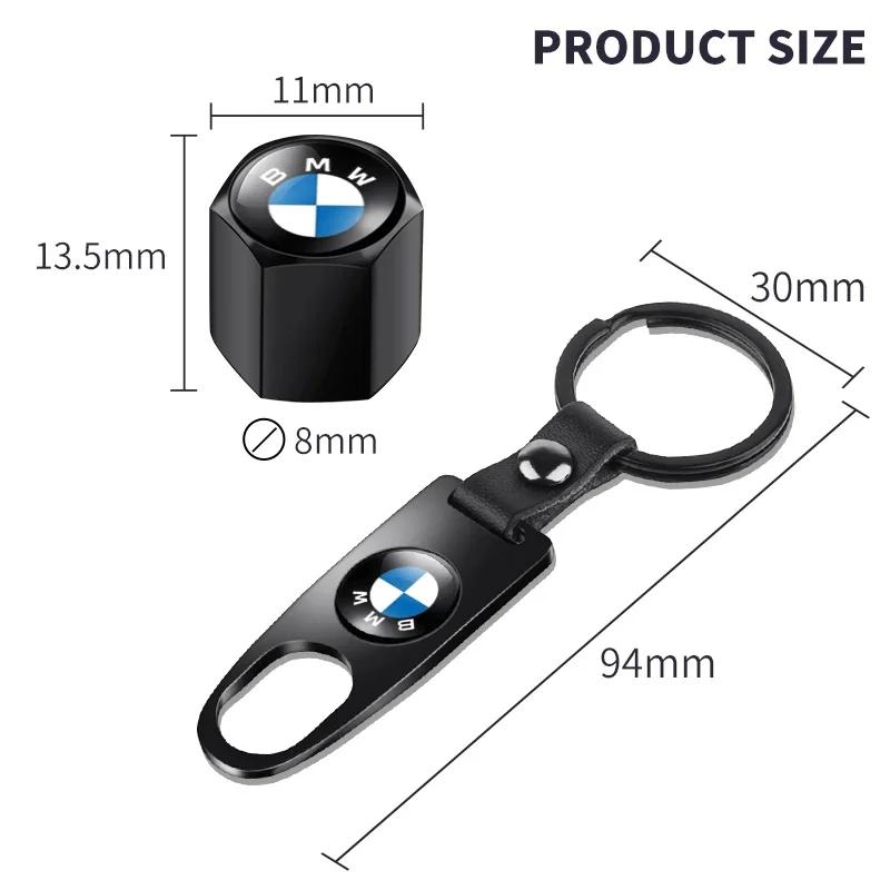 Car Badge Car Wheel Tire Valve Stems Cap With Keychain Keyring For BMW F07 F34 F10 F20 F48 F39 F30 F25 F26 F15 F16 F22 F32 E90