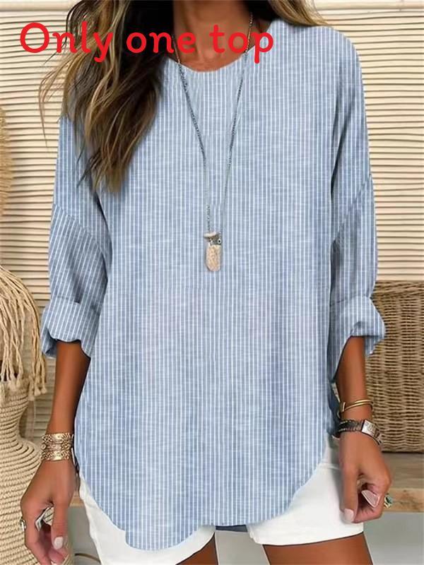 Urban Style Striped Long Sleeve Tshirt With Polyester Fabric For Casual Office Wear