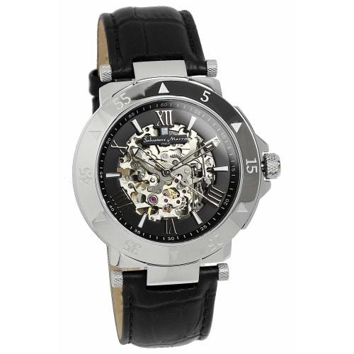 Salvatore Marra Men's Automatic Skeleton Watch, Black, for Business and Formal Wear