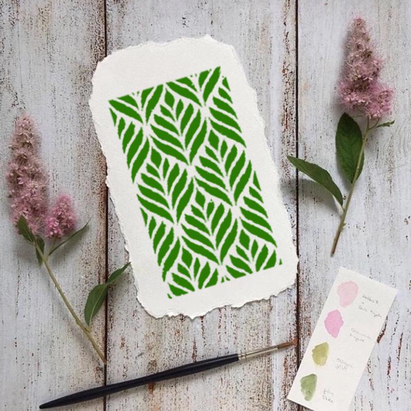 Geometric Floral Pattern Stencil for DIY Wall Painting