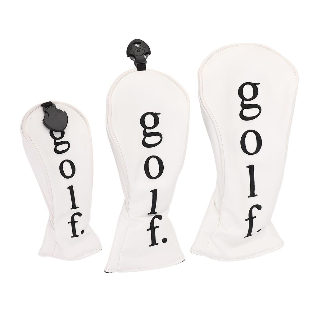 Golfschlägerkopfhauben PU-Leder Wasserabweisend Sportlicher Stil Abriebfest Golfschlägerkopfhauben Set für Training Weiß