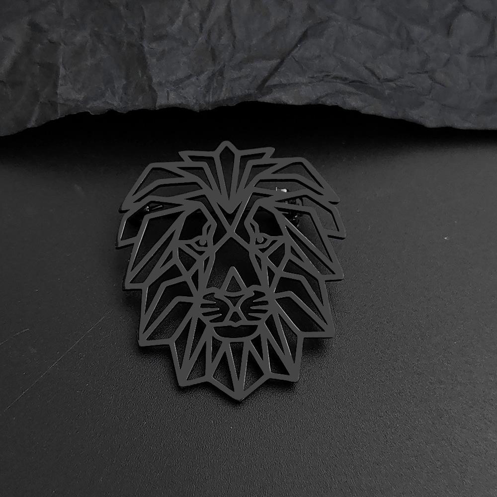 Men's Cyberpunk Style Lion Metal Brooch, Geometric Structure Badge Accessory, Jacket/backpack Hip Cool Decorations.