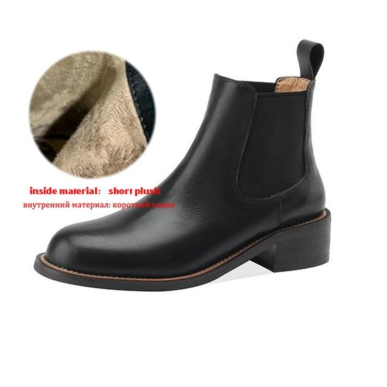 

Krazing Pot Genuine Leather Autumn Winter Shoes Med Heels Size 43 Chelsea Boots Round Toe Slip on High Quality Ankle Boots 43