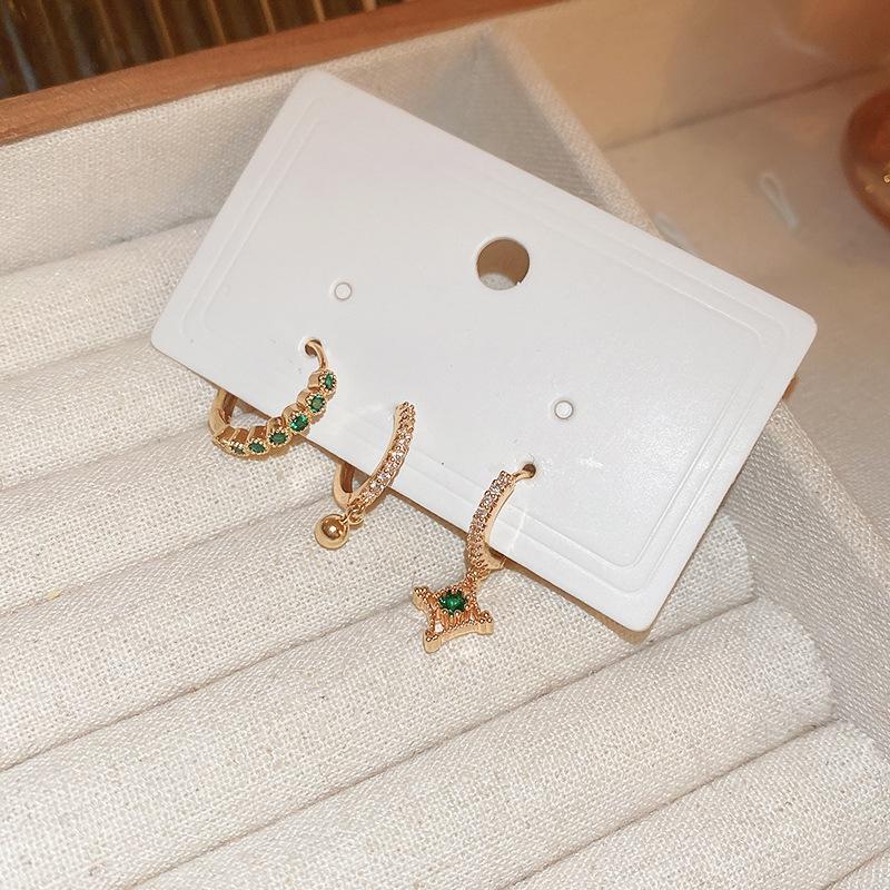 

Retro 3-Piece Zircon Starburst Tassel Ear Cuff Set - Elegant French Luxury Geometric Earrings for Women