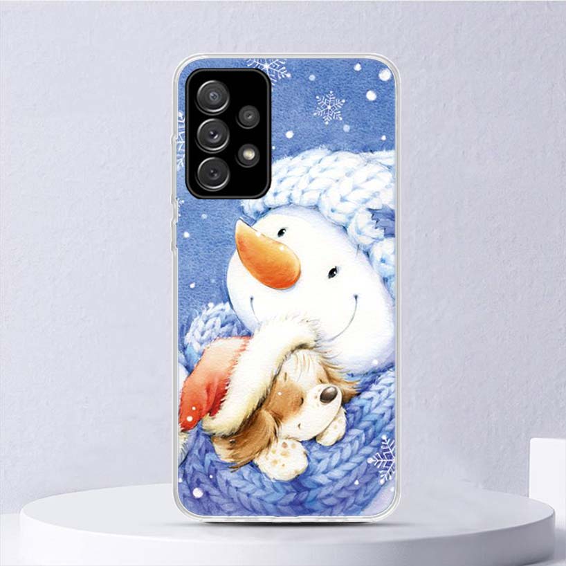 Frohe Weihnachten Cartoon Nette Schnee Weichen Fall Für Samsung Galaxy A52 A53 A32 A22 A12 5G Telefon Abdeckung A33 A23 a13 A72 A73 A02S A03S