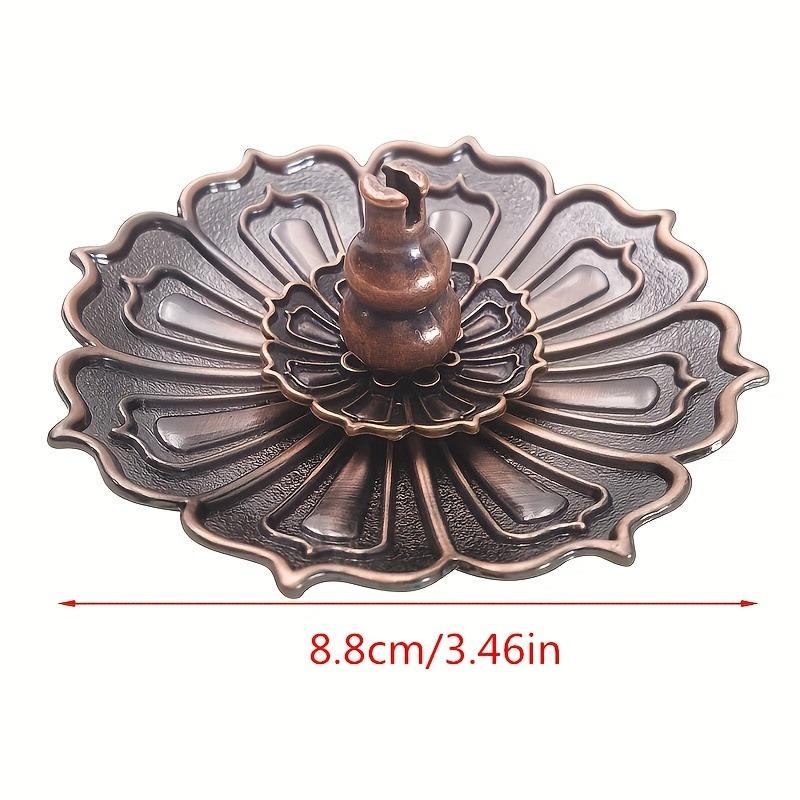 1pc,Elegant Metal Lotus Incense Holder,Gourd-Shaped Cone and Stick Incense Compatible, Decorative Copper (Without Incense)