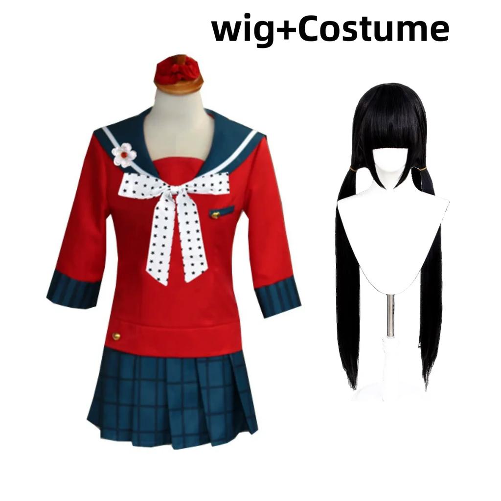 XQGame Harukawa Maki Cosplay Costume Japanese JK School Uniform Sailor Suit Red Tops Wig Adult Woman Sexy Carnival Party Set