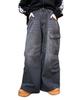 Vintage Wash Baggy Cargo Korean Dance Size Black Pants, Wide-Leg Trousers, Trousers, Bottoms, Streetwear, Casual, Style, Wear, Spring, Summer,