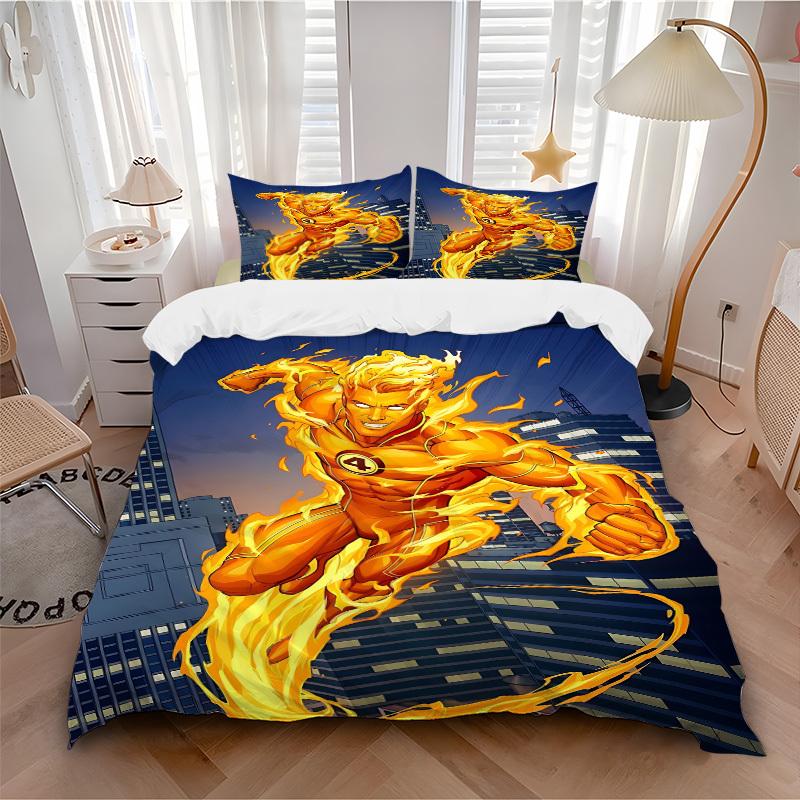 3pcs Flash Superhero Duvet Cover Set, 1 Duvet Cover + 2 Pillowcases (No Insert), High-Definition Print for All Seasons,Durable Yy251103075