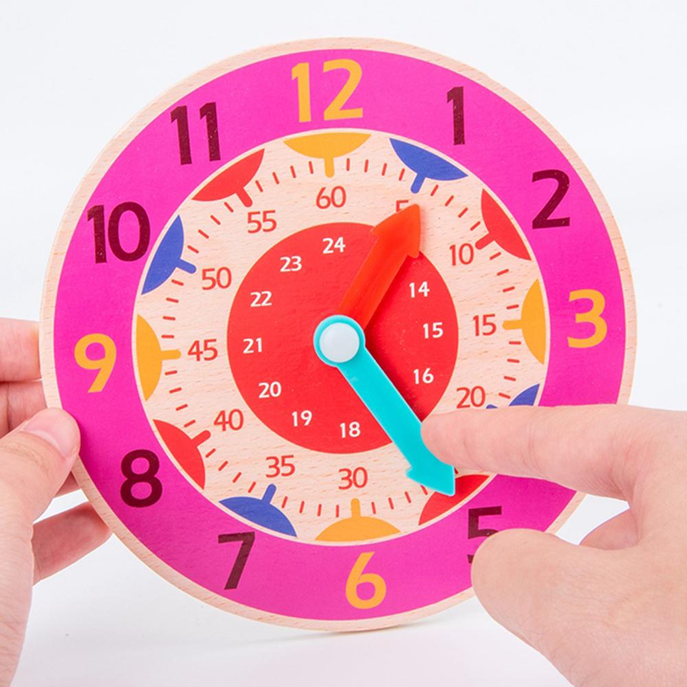 Teaching Aids Learning Clock Hour Minute Second Cognition Wooden Clock Toys Kids Time Enlightenment