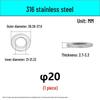 Stainless Steel 304/316 Flat Washers, M1.6-M48 Standard Sizes
