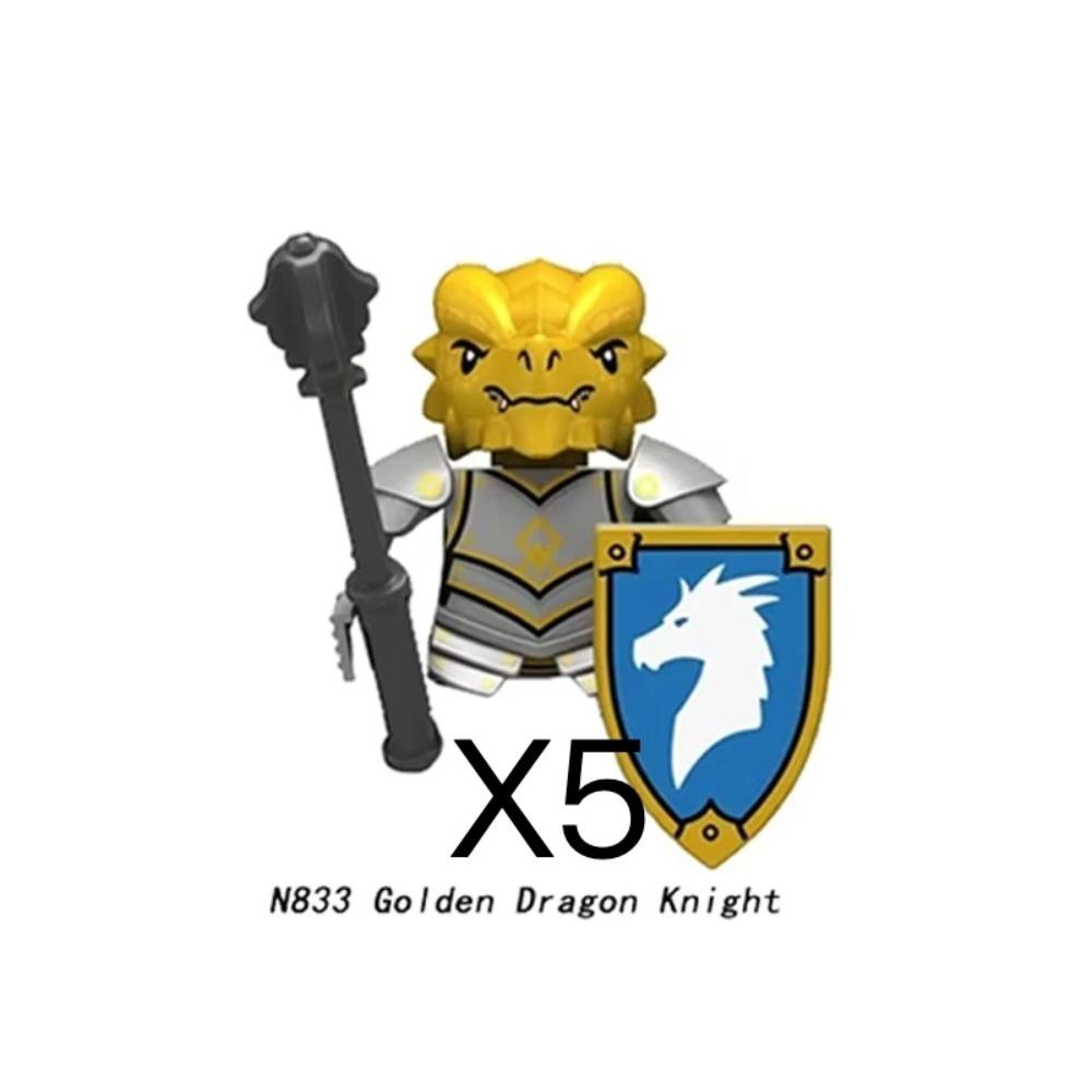 Mittelalterliche Burgsoldaten Actionfiguren Baustein Drache Anime Ritter Zubehör Kriegspferd Miliz Helm Schild Spielzeug Geschenk B15