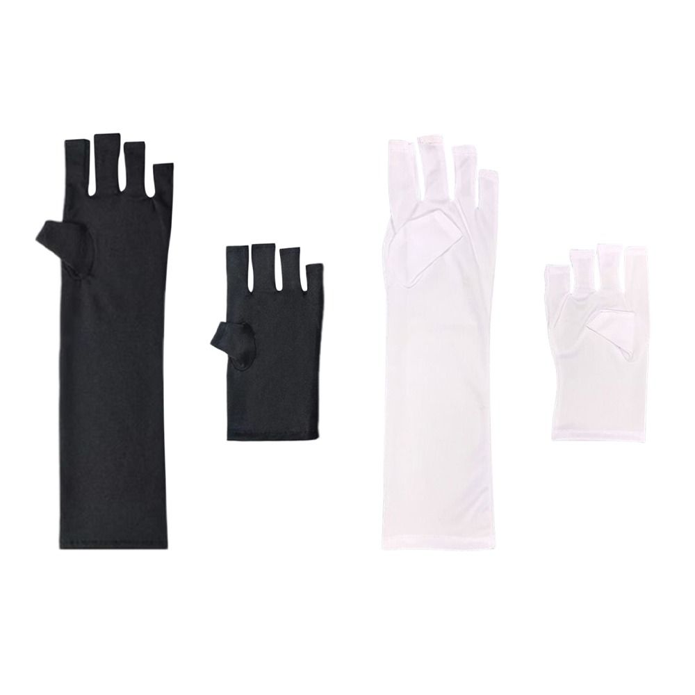 Black White Nail UV Blocking Gloves Polyester Nail Painting Gloves Nail Art Glove  Nail Art