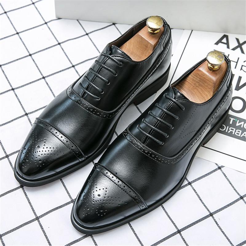 British Trend Gentleman New Men's Lace Up Patchwork Brogues Shoes Designer Formal Wedding Prom Dress Homecoming Footwear