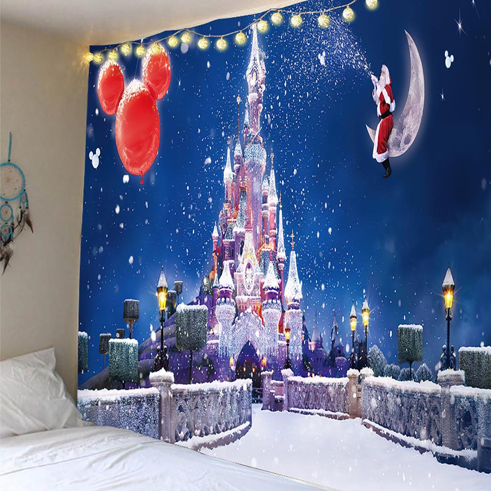 Tapisserie de Noël Home Decor Tapestry Santa Claus Printed Polyester Tapestry Living Room Room Wall Decor Backdrop Fabric