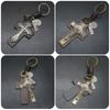 Unique Crucifix PU Leather Keychain Religious Key Ring Bag Pendant for Daily Use Trendy Punk Inspired Key Accessory